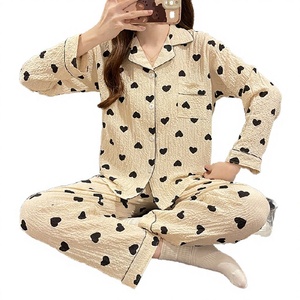 ชุดนอนเด็กผู้หญิงคุณภาพสูงขายดีสำหรับฤดูหนาว/ฤดูใบไม้ร่วง ชุดนอนให้นมบุตรเอวยางยืดสองชิ้น ระบายอากาศได้ดี - Product Image 3