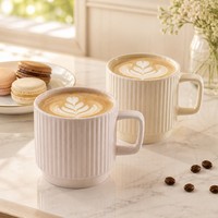 Mug en céramique à nervures verticales 200 ml, logo personnalisé, couleur au choix, vente en gros, usine OEM