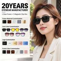 Lunettes de soleil magnétiques 5 en 1 à clipser, monture de lunettes optiques, verres polarisés TAC, protection UV400, pour hommes et femmes