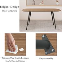 Ensemble de table à manger moderne en bois couleur noyer et cuir brun en forme de U avec 4 chaises, meubles de cuisine et de salle à manger