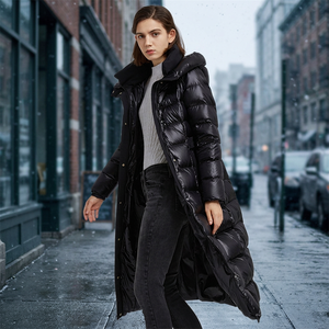 Blouson d'hiver pour femme, personnalisé, à capuche, tricoté, patchwork, réversible, imperméable, matelassé, court, épais, chaud, en nylon et plumes - Product Image 3