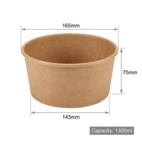 Bol à salade en papier de 1300 ml, jetable, pour emporter, logo personnalisé, vente en gros, faible MOQ