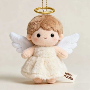 Custom carino angelo custode peluche personalizzato bambola morbida imbottita con aureola e ali per il regalo di natale - Product Image 2