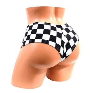 Ailangke Pantaloncini Corti a Scacchi Bianco e Nero con Dettaglio Pole Dance, Vendita all'Ingrosso Personalizzata - Product Image 1