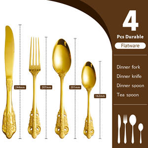 أواني فضية للزفاف من الفولاذ المقاوم للصدأ طقم ملعقة بيستيك فاخر من الفاجيلا النقش بالليزر طقم أدوات مائدة - Product Image 2