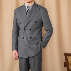 <span class=keywords><strong>Blazer</strong></span> da <span class=keywords><strong>uomo</strong></span> Casual da <span class=keywords><strong>uomo</strong></span> doppio petto tinta unita 500G di peso massimo con risvolto a visiera con cerniera frontale pieghettata - Product Image 2