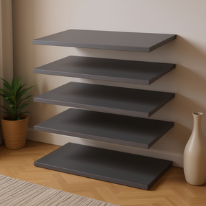 Étagère flottante en bois d'ingénierie gris, ensemble de 4 pièces, 23,6x19,7x0,6 pouces, bibliothèque murale, design moderne et minimaliste - Product Image 2