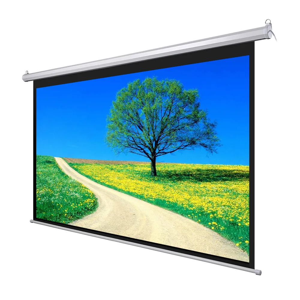 70 Inch HD Electric Wall Mount Projection Screen/Motorized Projector screen with iron Housing/Projector Screen with IR,RF