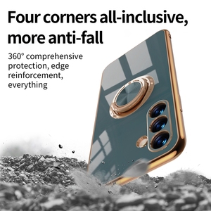 Funda de Teléfono TPU con Baño de Oro, Soporte Magnético y Anillo, para <span class=keywords><strong>Samsung</strong></span> <span class=keywords><strong>Galaxy</strong></span> <span class=keywords><strong>A13</strong></span> 4G, Protección de Lente, Cubierta Trasera de Silicona - Product Image 5