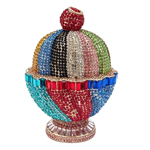 Women Mini Lovely Sundae Rhinestones Evening Bag Sparkly Ice Cream Crystals Clutch <b>Purse</b> for Birthday Valentine's Day - Product Image 6