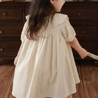 Vente en gros de robe à manches courtes à col fleuri en dentelle pour filles personnalisées robe de princesse douce et mignonne pour enfants