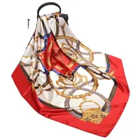 Lenço de seda quadrado de cetim para mulheres, decoração personalizada, 90*90 cm, bolsa de mão, pescoço, estampa digital, venda no atacado