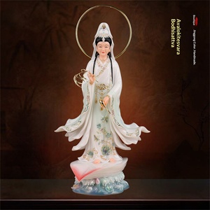 พระโพธิสัตว์กวนอิมแบบใบเดียว รูปปั้นแกะสลักยืน ทำจากหยกขาวฮั่น สีสันสมัยราชวงศ์ถัง ความกตัญญูอันยิ่งใหญ่ อวโลกิเตศวรา - Product Image 2