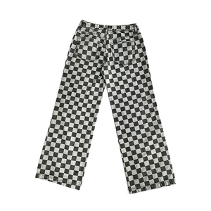 Popular primavera moda personalizada OEM servicios pantalones mujeres Denim Jeans cintura pantalones Retro clásico a cuadros Jeans - Product Image 2