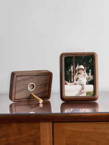 Solid Wood Handmade Eco-Friendly Durable Mini Magnetic Refrigerator Photo <strong>Frame</strong> <strong>with</strong> Giclee <strong>Print</strong> Creative Tabletop Display - Product Image 2