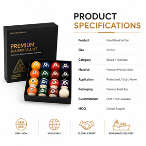 Juego de Billar Estándar de 9 Bolas - Bolas de Snooker de Resina de Tamaño Completo para Entretenimiento en el Hogar - Product Image 3