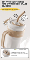 Mug Kopi Cangkir Termal Tumbler Botol Termos 1250ml Cangkir Stainless Steel Dengan Gagang Sedotan Botol Air Gym