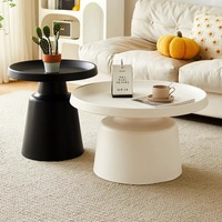 Ensemble de table basse et tables d'appoint minimalistes 2 en 1 en acier inoxydable, table basse ronde moderne de luxe