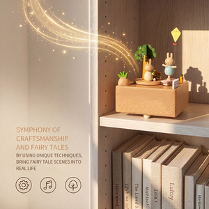Nuova Scatola Musicale in Legno con 15 Temi Personalizzabili, Serie Trenino Miniatura e Ruota Panoramica Girevole Meccanica a Carica Manuale, Giocattolo <span class=keywords><strong>per</strong></span> Bambini - Product Image 3