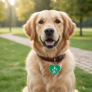 Targhetta per animali domestici con grande cuore verde e design con impronta di zampa per animali domestici - Product Image 3