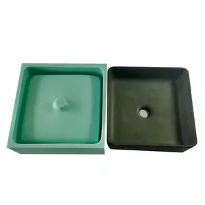 Molde de pia quadrada molde de vaso de banheiro moldes de pia de concreto moldes artesanais lavatório molde de silicone com armação de madeira