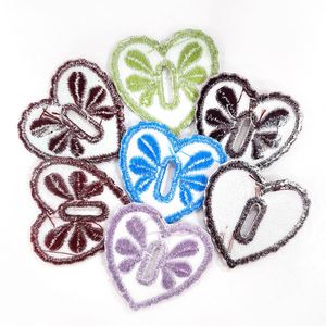 Nouvelle broderie en forme de cœur, patch brodé avec bouton-pression pour la décoration de vêtements - Product Image 4
