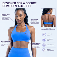 Soutiens-gorge de sport sans coutures pour femmes, col halter, anti-choc, décolleté en U, dos élégant, maintien élevé, pour fitness et yoga