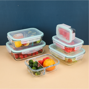 Thân thiện với môi thực phẩm thủy tinh container với nắp kính Hộp Ăn Trưa lò microwavable ăn trưa container Bộ - Product Image 3