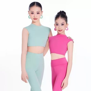 Vêtements de yoga pour enfants, imprimé floral rose, vêtements de yoga pour enfants, pantalon évasé doux, ensemble de yoga sportif, tenues de danseuse de ballet pour filles - Product Image 1