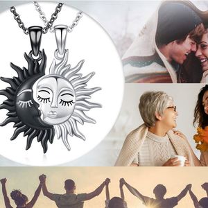 Collar de Pareja de Acero Inoxidable, Lindo Collar Asimétrico de Sol y Luna, Collar de Acero Inoxidable para Parejas con Personalidad - Product Image 6