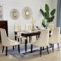 Ensemble de salle à manger de luxe en bois massif, style néoclassique postmoderne européen, une table et six chaises, table à manger rectangulaire