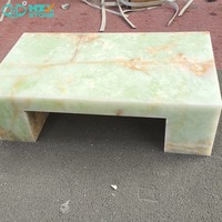 Table basse en marbre onyx vert HZX Luxury Home Furniture, meuble de salon, pierre naturelle, table basse carrée moderne