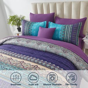 Nữ Hoàng Kích Thước 7 Pcs Bohemian Bộ Đồ Giường Quilt Đặt <span class=keywords><strong>Aqua</strong></span> Paisley Hoa Mềm Sợi Nhỏ Hoàn Chỉnh Bộ Đồ Giường Bộ Cho Tất Cả Các Mùa - Product Image 2
