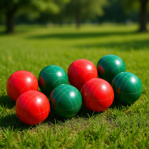 Juego de bochas con bolas de resina de 107 mm, rojo y verde, 2 colores, para jugar en la playa, césped o al aire libre. - Product Image 2