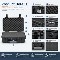 Boîte à outils en plastique ABS rigide étanche certifiée IP67, personnalisable OEM, boîte de rangement protectrice pour utilisation en extérieur, noire