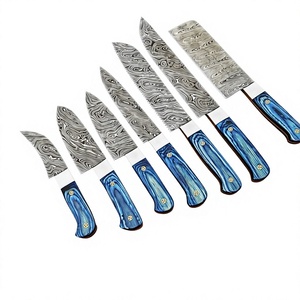 Juego de 7 Cuchillos de Acero de Damasco Hechos a Mano con Mango de Madera para Camping y Cocina, Grado Industrial OEM/ODM/OBM - Product Image 1