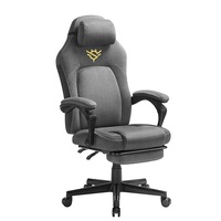 Chaise de bureau ergonomique pour gamer avec repose-pieds, en tissu gris tourterelle, coton-lin, entrepôt européen Rts Eu