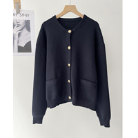 En stock – Photos réelles – Cardigan en tricot court à col ras du cou 100 % coton, élégant et luxueux en tweed pour femme, idéal printemps-automne 16a-2520