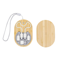Kit de adaptación de cable de carga multifunción de forma ovalada adaptador de cable USB personalizado rápido con cargador inalámbrico de caja de Bambú