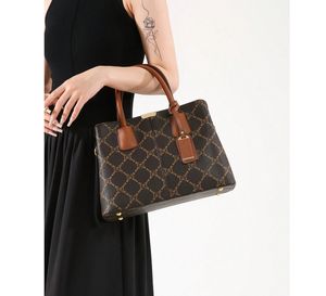 Zapatos y Bolsos Unisex de Lujo, Cuero Genuino, Marca 5000 Estilos, Marrón, Alta Calidad, Logotipo Famoso, Cierre de Cremallera con Perlas, Dos Asas - Product Image 3