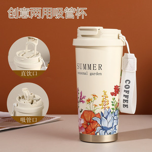 แก้วน้ำสแตนเลส 316L เก็บอุณหภูมิ สำหรับผู้หญิง พกพาสะดวก พร้อมหลอด - Product Image 3