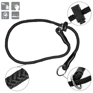 สายจูงฝึกสุนัข ไนลอน สีดำ ปรับได้ สำหรับเดินเล่นกลางแจ้งและควบคุมการกัดกรอม - Product Image 5