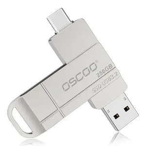 USB闪存驱动器3.2 SSD USB + Type-C 2合1接口256gb 512GB Pendrive USB磁盘SSD