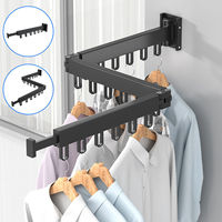 En Stock extensible en alliage d'aluminium 3 niveaux pliant sèche-linge cintre pliable mural étendoir à linge