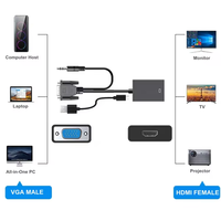 Convertisseur actif en gros OEM ODM direct usine avec prise audio 3,5 mm - Adaptateur VGA vers HDMI