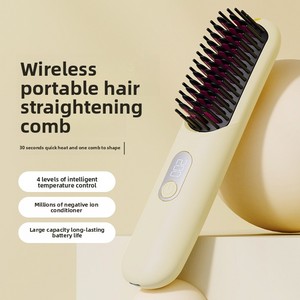 Peigne lissant sans fil transfrontalier à revêtement céramique avec ions négatifs, double usage pour boucler et lisser - Product Image 1