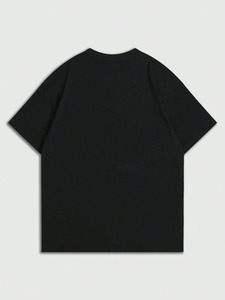 เสื้อยืดโอเวอร์ไซส์สีดำสำหรับผู้ชาย พร้อมลายพิมพ์รูปภาพ สไตล์สตรีท แขนสั้น คอกลม ผ้าคอตตอนเจอร์ซีย์ - Product Image 4