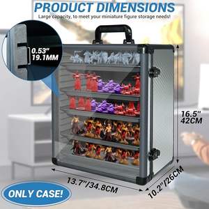 Vitrine miniature pour figurines d'<span class=keywords><strong>action</strong></span>, cadre en alliage d'<span class=keywords><strong>aluminium</strong></span>, matériau MDF, vitrines avec 6 plateaux pour le transport et la protection - Product Image 3