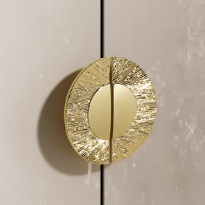 Chinese Style Round Cabinet Handle Gold Zinc Alloy Die Casting Durable Drawer Hardware Accessory - Product Image 1