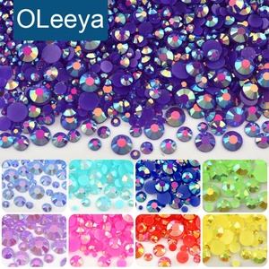 Strass en résine Oleeya, 10000 pièces/sac, tailles mixtes SS6-SS30, argent, à dos plat, pour décoration d'ongles - Product Image 1